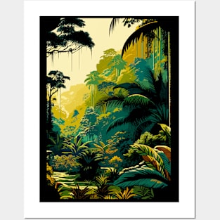 Tropical Jungle Majesty: Vibrant Rainforest Illustration Posters and Art